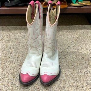 White / Pink Cowboy Boots